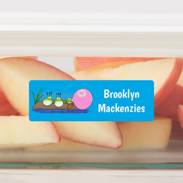 Niedlicher lustiger Froschbläschen Cartoon persona Etiketten (Befestigt)