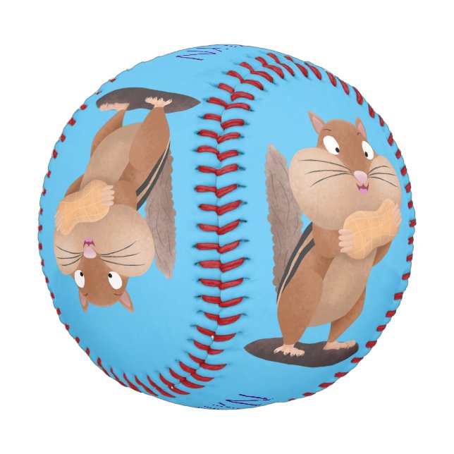 Niedlicher lustiger großer Wangen-Chipmunk-Cartoon Baseball (Schrägansicht)