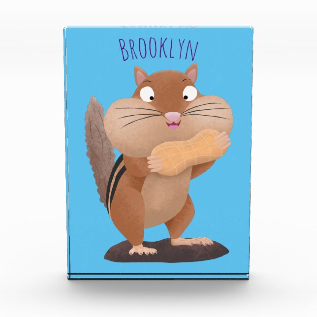 Niedlicher lustiger großer Wangen-Chipmunk-Cartoon Fotoblock (Vorderseite)