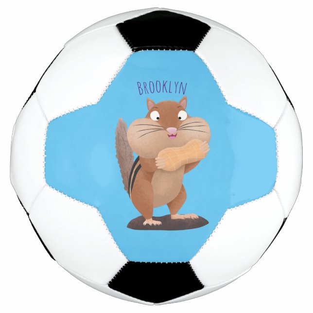 Niedlicher lustiger großer Wangen-Chipmunk-Cartoon Fußball (Vorderseite)
