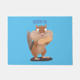 Niedlicher lustiger großer Wangen-Chipmunk-Cartoon Fußmatte