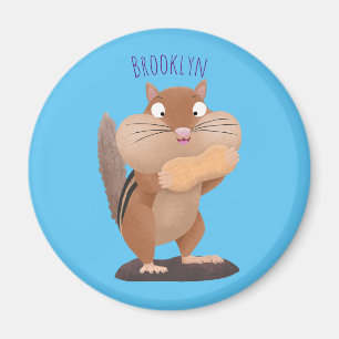 Niedlicher lustiger großer Wangen-Chipmunk-Cartoon Magnet