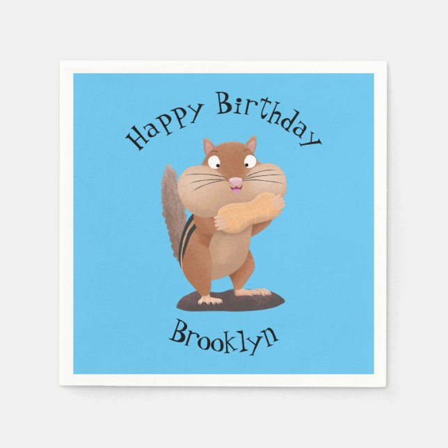 Niedlicher lustiger großer Wangen-Chipmunk-Cartoon Serviette (Vorderseite)