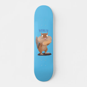 Niedlicher lustiger großer Wangen-Chipmunk-Cartoon Skateboard
