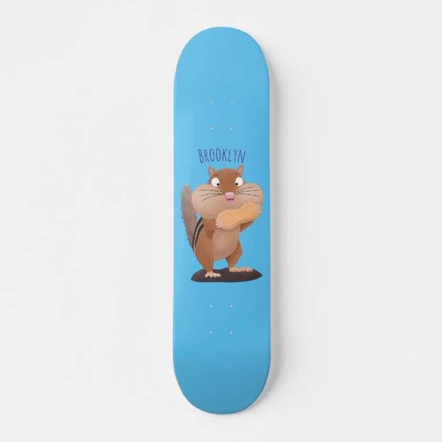 Niedlicher lustiger großer Wangen-Chipmunk-Cartoon Skateboard (Vorne)