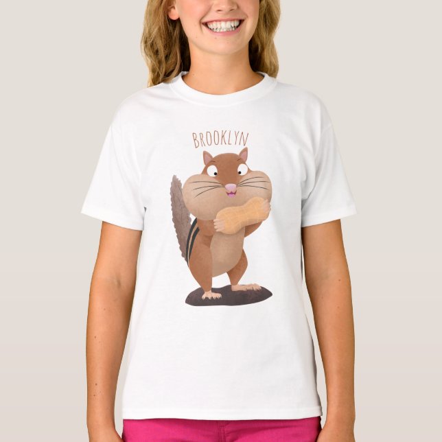 Niedlicher lustiger großer Wangen-Chipmunk-Cartoon T-Shirt (Vorderseite)
