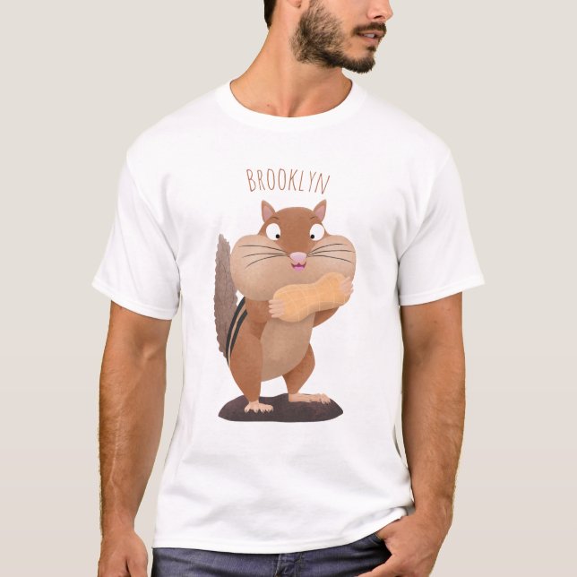 Niedlicher lustiger großer Wangen-Chipmunk-Cartoon T-Shirt (Vorderseite)