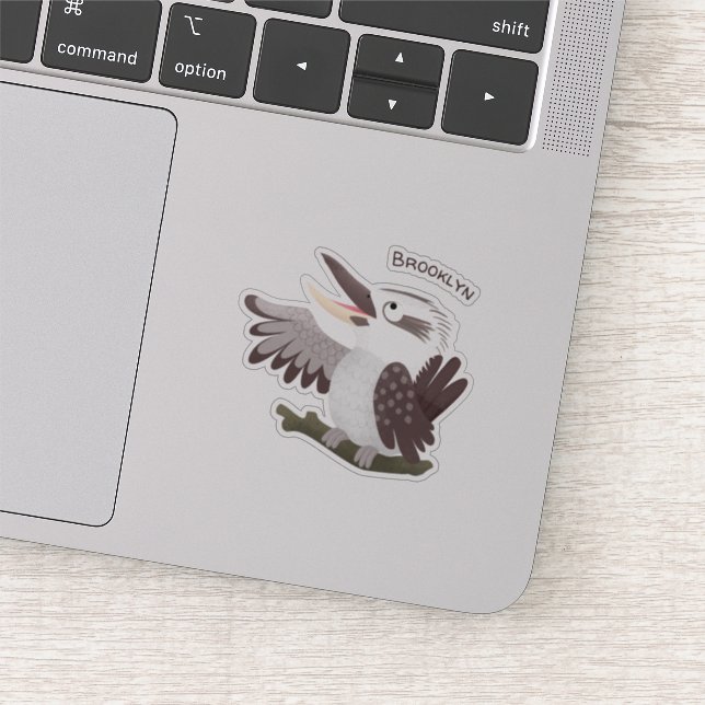 Niedlicher lustiger Lachen kookaburra Cartoon Aufkleber (Ausschnitt)