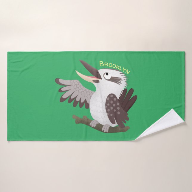 Niedlicher lustiger Lachen kookaburra Cartoon Badhandtuch Set (Badehandtuch)