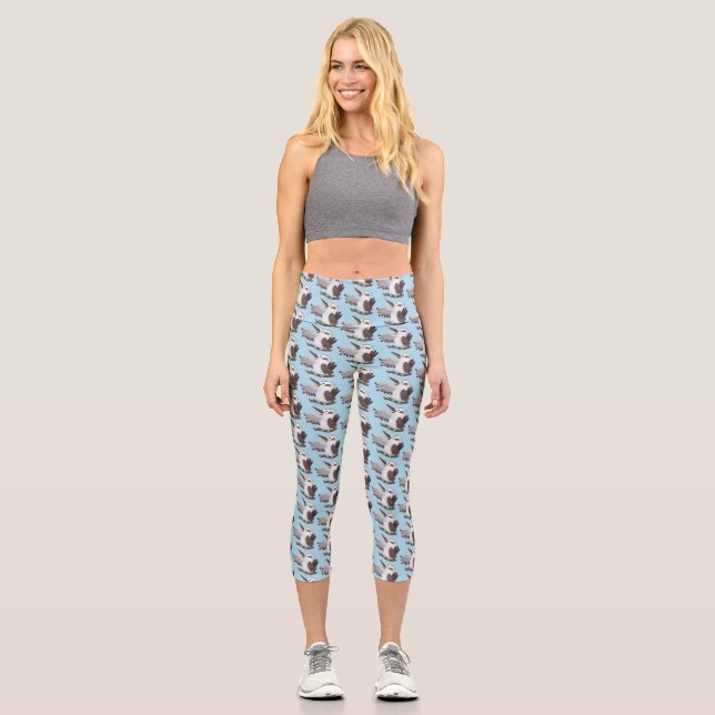 Niedlicher lustiger Lachen kookaburra Cartoon Capri Leggings (Vorderseite)