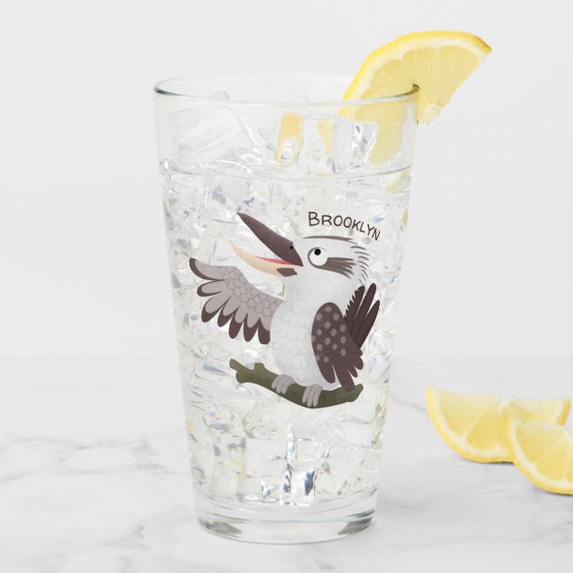 Niedlicher lustiger Lachen kookaburra Cartoon Glas (Rückseite Ice)