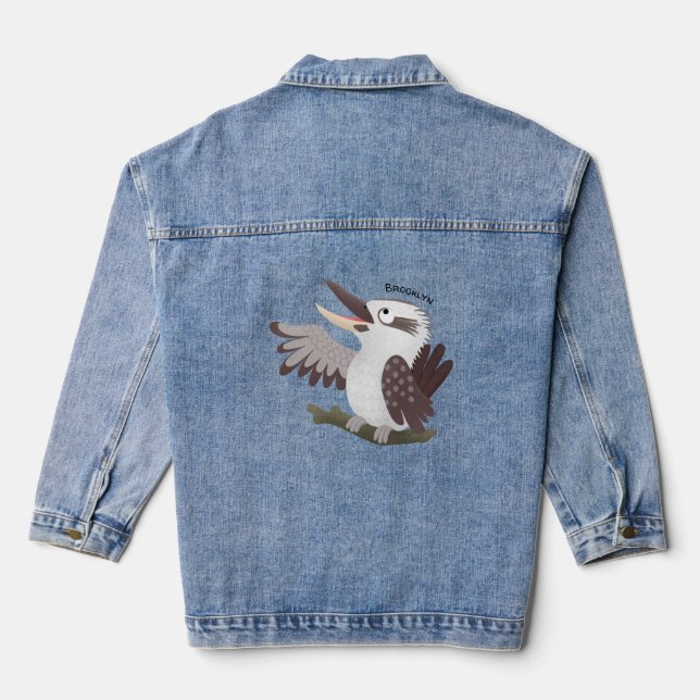 Niedlicher lustiger Lachen kookaburra Cartoon Jeansjacke (Rückseite)