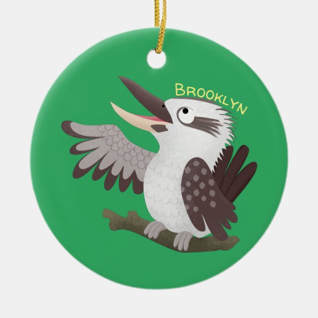 Niedlicher lustiger Lachen kookaburra Cartoon Keramik Ornament (Vorne)