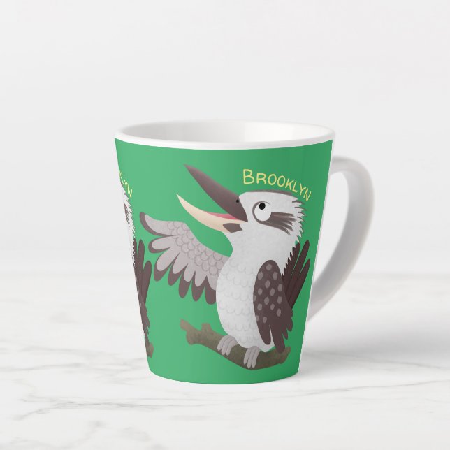 Niedlicher lustiger Lachen kookaburra Cartoon Milchtasse (Rechte Ecke)
