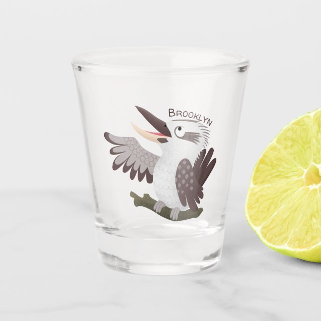 Niedlicher lustiger Lachen kookaburra Cartoon Schnapsglas (Vorderseite)