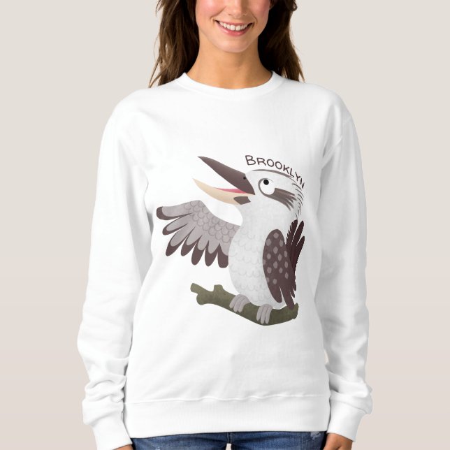 Niedlicher lustiger Lachen kookaburra Cartoon Sweatshirt (Vorderseite)