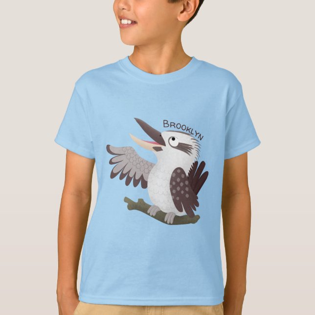 Niedlicher lustiger Lachen kookaburra Cartoon T-Shirt (Vorderseite)