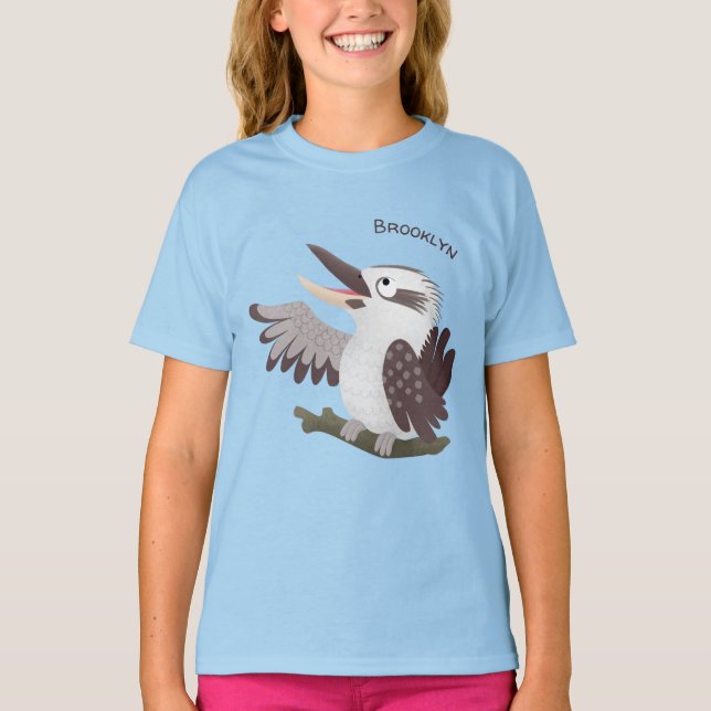 Niedlicher lustiger Lachen kookaburra Cartoon T-Shirt (Vorderseite)