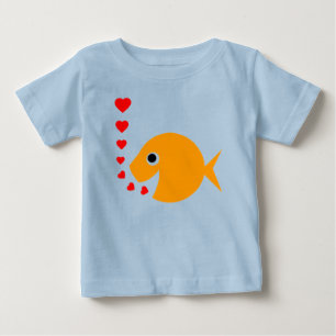 Niedlicher lustiger Liebegoldfish-Cartoon-Säugling Baby T-shirt