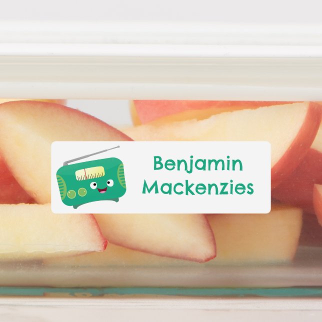 Niedlicher lustiger, lustiger Retro-Radio-Cartoon  Etiketten (Befestigt)