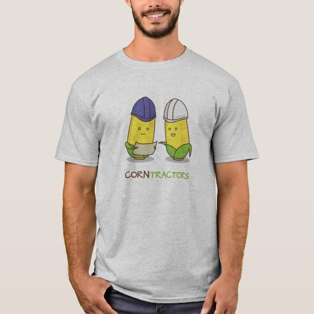 Niedlicher lustiger Mais-Auftragnehmer Punny Spaß T-Shirt (Vorderseite)