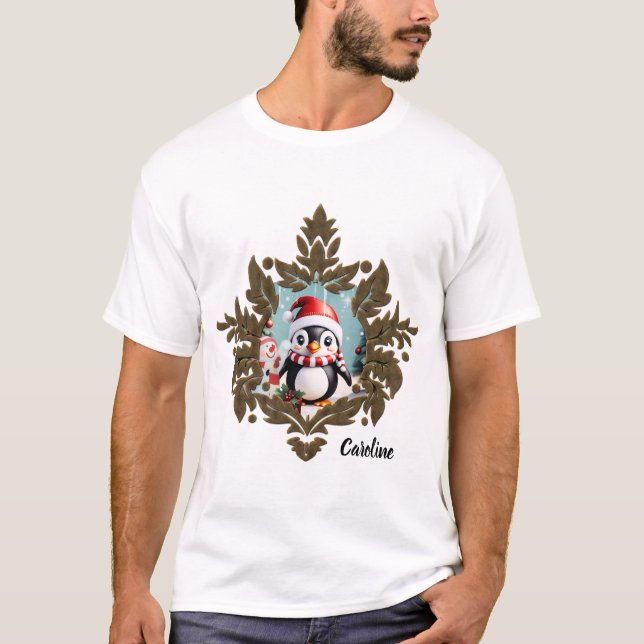 Niedlicher lustiger Pinguin. T-Shirt (Vorderseite)