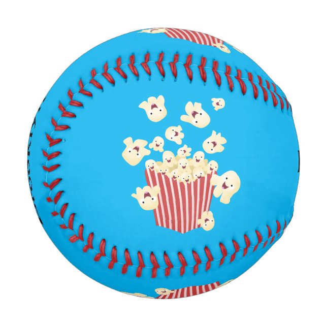 Niedlicher lustiger Popcorn-Cartoon Baseball (Vorderseite Links)