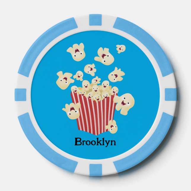 Niedlicher lustiger Popcorn-Cartoon Pokerchips (Vorderseite)