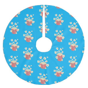Niedlicher lustiger Popcorn-Cartoon Polyester Weihnachtsbaumdecke