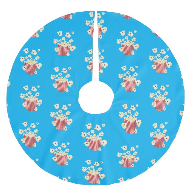 Niedlicher lustiger Popcorn-Cartoon Polyester Weihnachtsbaumdecke (Vorderseite)