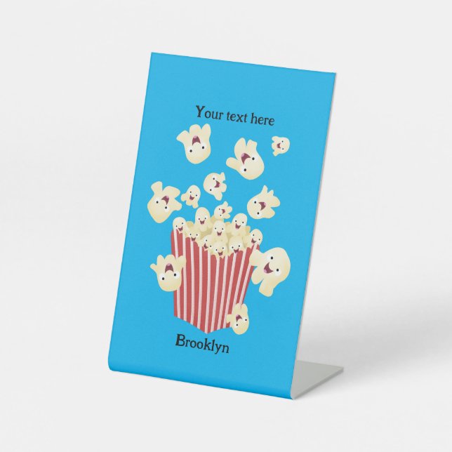 Niedlicher lustiger Popcorn-Cartoon Sockelschild (Vorderseite)