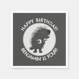 Niedlicher lustiger porcupine personalisierter Geb Serviette