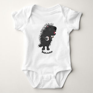 Niedlicher, lustiger Porcuppspiel Banjo Cartoon Baby Strampler