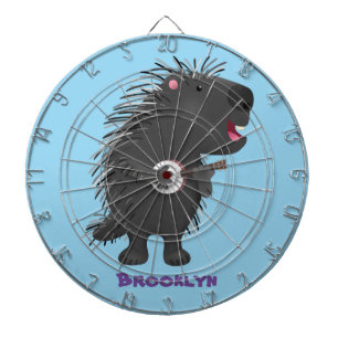 Niedlicher, lustiger Porcuppspiel Banjo Cartoon Dartscheibe