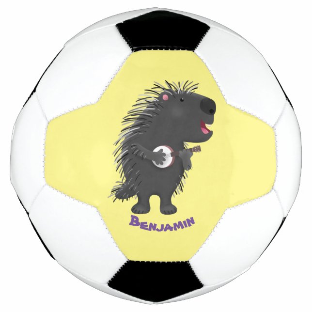Niedlicher, lustiger Porcuppspiel Banjo Cartoon Fußball (Vorderseite)