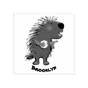 Niedlicher, lustiger Porcuppspiel Banjo Cartoon Gummistempel