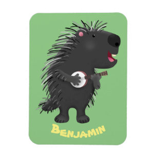 Niedlicher, lustiger Porcuppspiel Banjo Cartoon Magnet