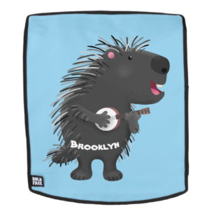 Niedlicher, lustiger Porcuppspiel Banjo Cartoon Rucksack
