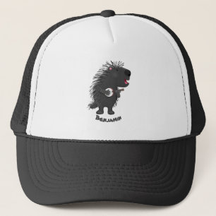 Niedlicher, lustiger Porcuppspiel Banjo Cartoon Truckerkappe