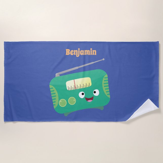 Niedlicher, lustiger Retro-Cartoon Strandtuch (Vorderseite)