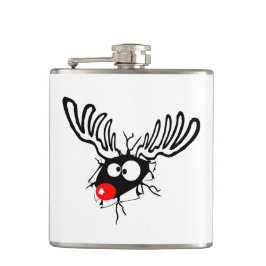 Niedlicher lustiger Rudolph, der rot genähte Weihn Flachmann