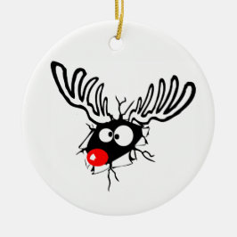 Niedlicher lustiger Rudolph, der rot genähte Weihn Keramikornament