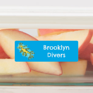 Niedlicher, lustiger Seedrache Cartoon personalisi Etiketten