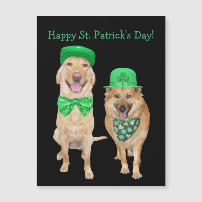 Niedlicher, lustiger St. Patrick's Day Irish Dogs  Magneteinladung (Vorderseite)