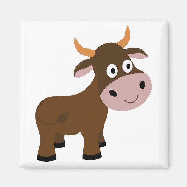 Niedlicher lustiger StierCartoon Magnet (Vorne)