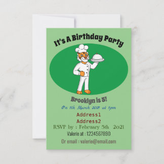 Niedlicher lustiger Tiger Koch Cartoon Illustratio Einladung