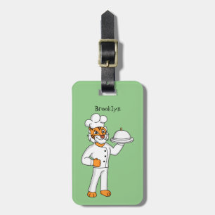 Niedlicher lustiger Tiger Koch Cartoon Illustratio Gepäckanhänger