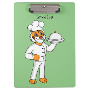 Niedlicher lustiger Tiger Koch Cartoon Illustratio Klemmbrett