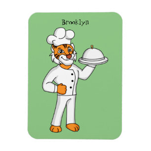 Niedlicher lustiger Tiger Koch Cartoon Illustratio Magnet