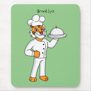 Niedlicher lustiger Tiger Koch Cartoon Illustratio Mousepad